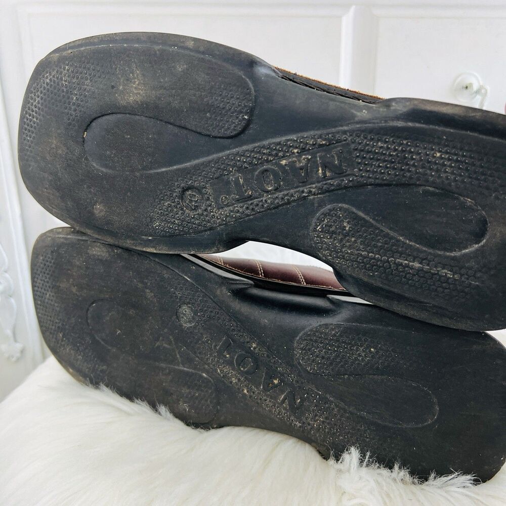 Naot Brown Oiled Leather Slip on Comfort Mules Clogs Padded Footbed EU40 US9-9.5 - Picture 5 of 6